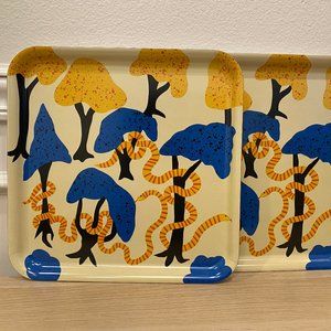 Lot 2 New ! IKEA PALPFJARIL Food Tray Patterned/multicolor 13x13"